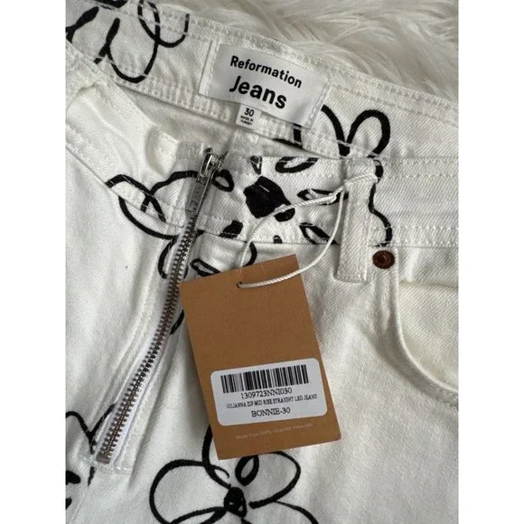 Reformation " Julianna Zip Mid Rise Straight Leg Jeans" Size 30 - Picture 8 of 15